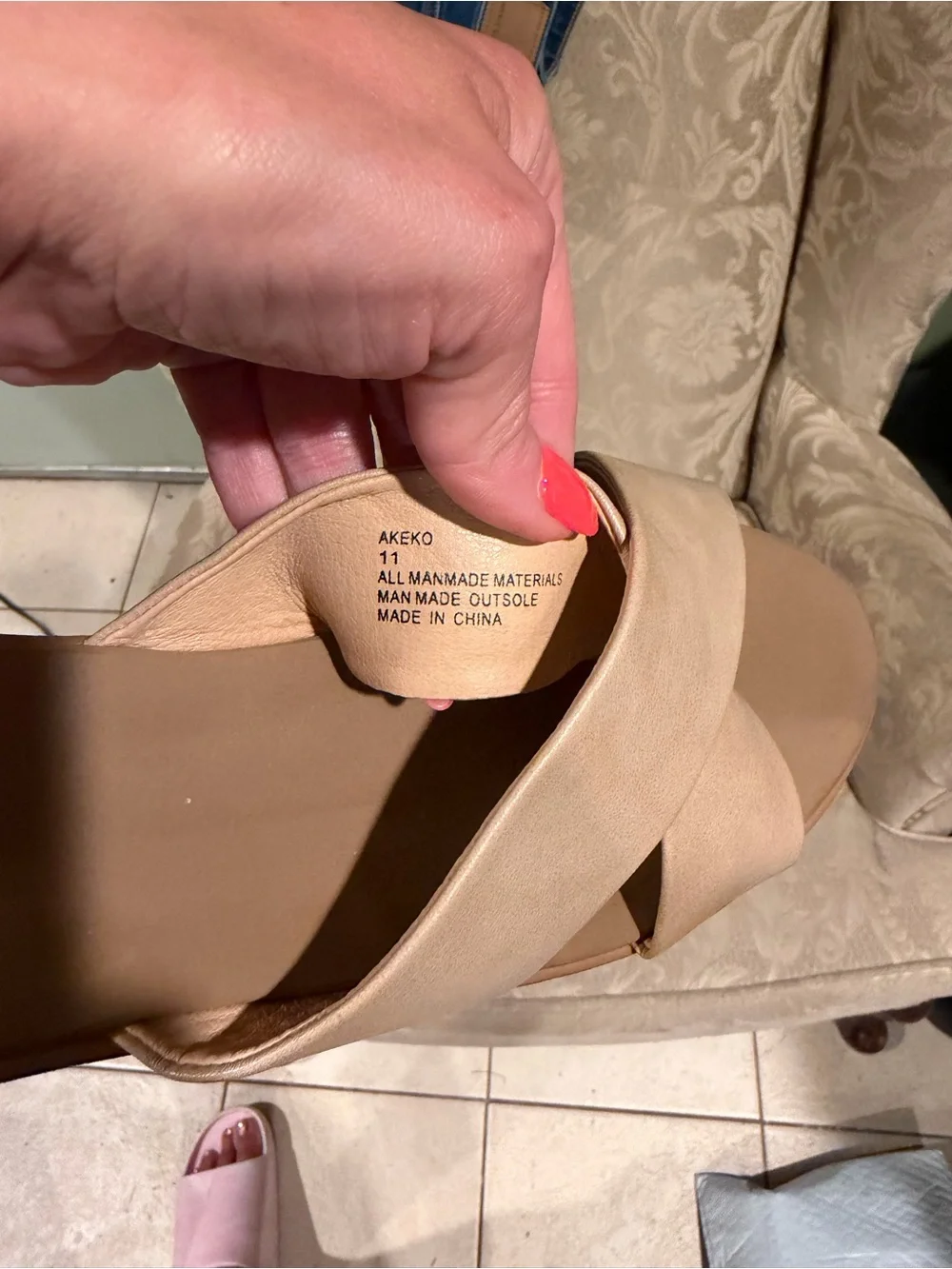 Yellow Box Beige Crisscross Platform Slide Sandals - Picture 6 of 6